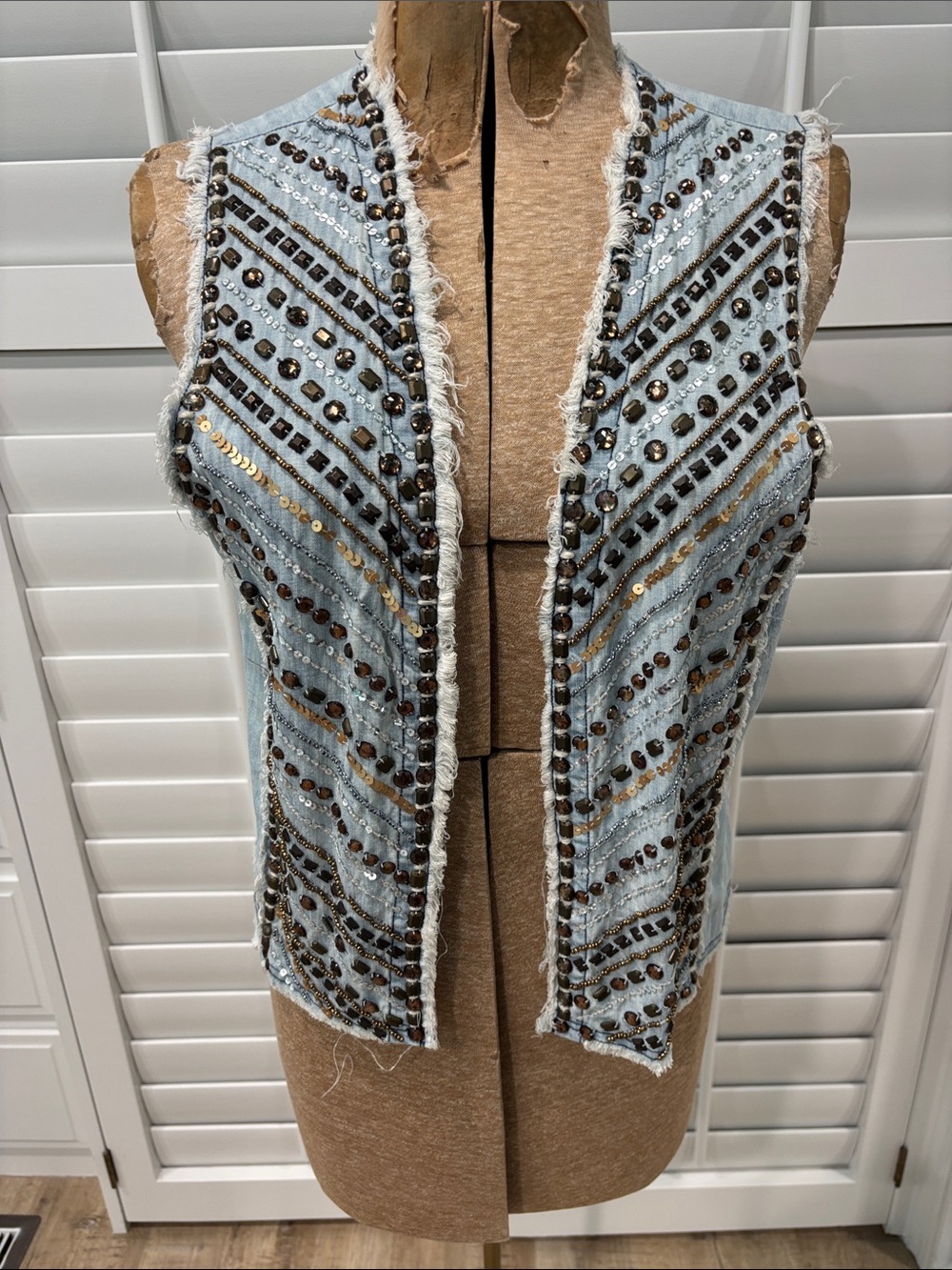 Double D Ranch Light Blue Beaded Fringe Vest